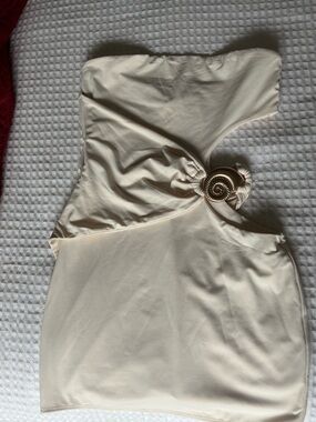 Peppermayo Cream Bandeau Top with Gold Spiral Accent